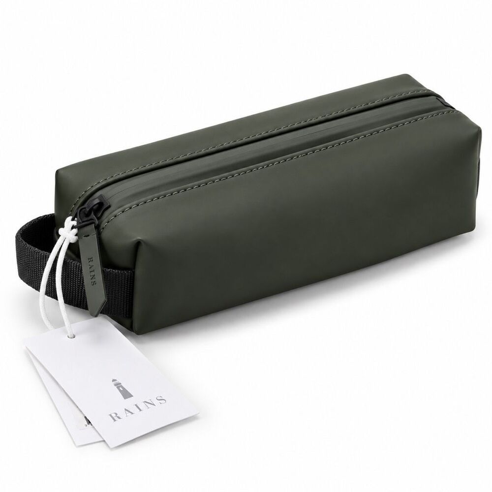 RAINS Pencil Case Mini Green Waterproof Zip Pouch 1L NWT